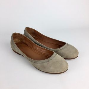 Frye Womens Carson Gray Ballet Flats Suede Leather Slip On Shoes size 6.5